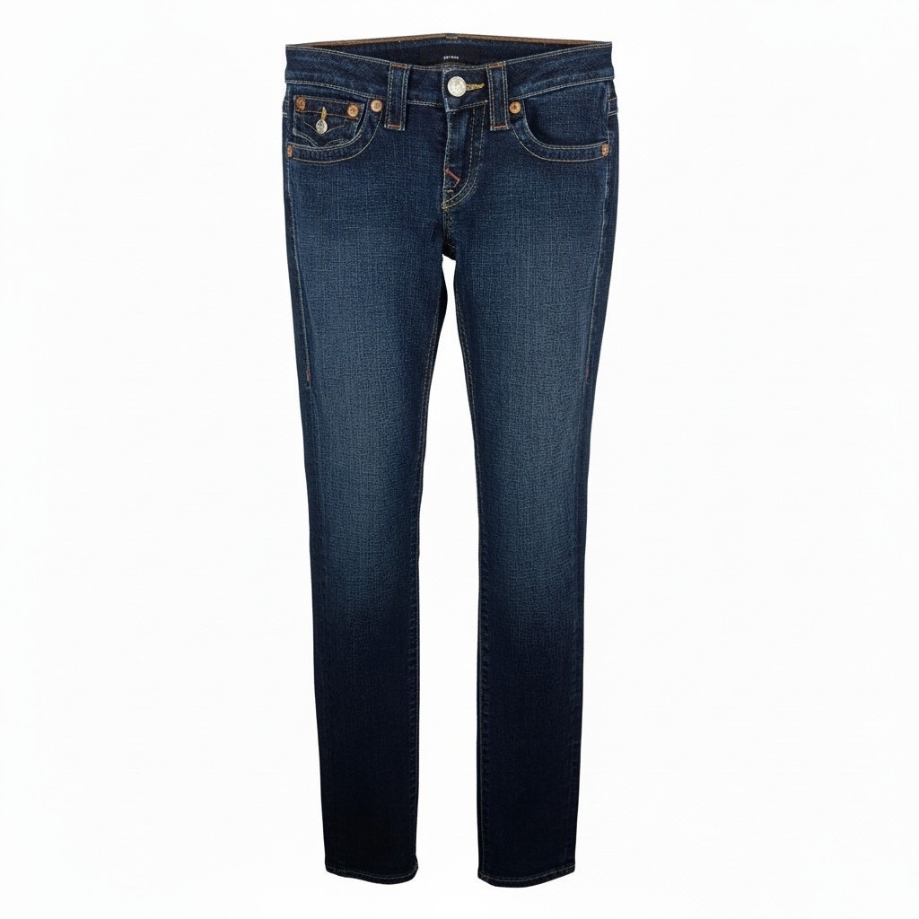 True Religion Julie Jeans 27 Usa Y2k Designer Ultra Low Rise Skinny Flap Pockets